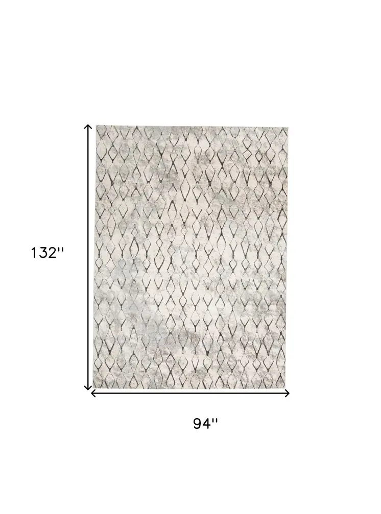 8' X 11' Gray and Ivory Abstract Area Rug