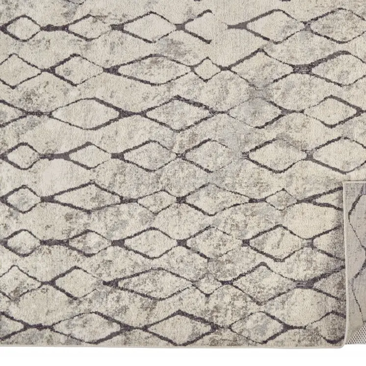 8' X 11' Gray and Ivory Abstract Area Rug