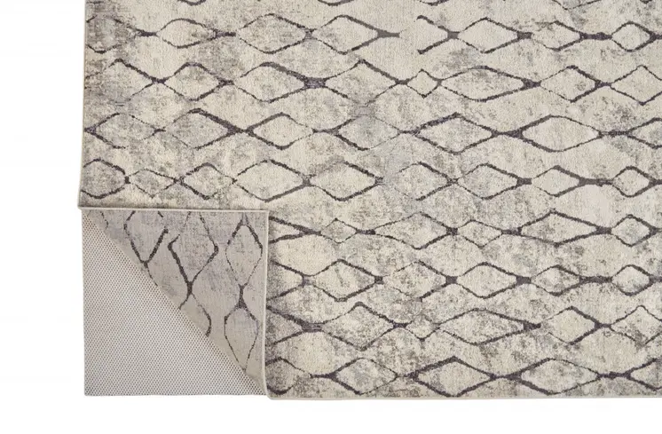 8' X 11' Gray and Ivory Abstract Area Rug