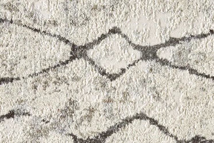 8' Gray and Ivory Abstract Runner Rug