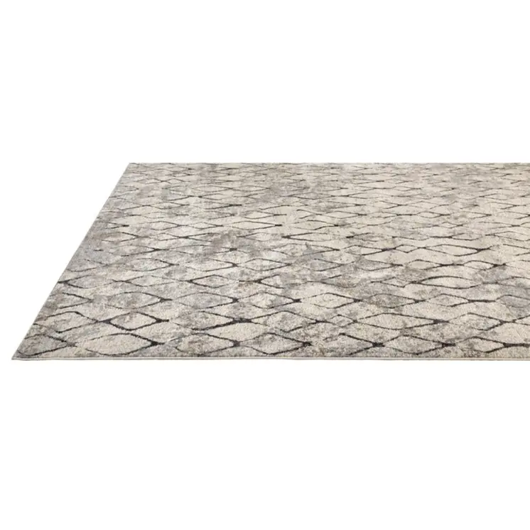 8' Gray and Ivory Abstract Runner Rug