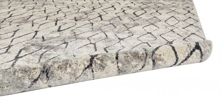 9' Gray And Ivory Abstract Round Rug