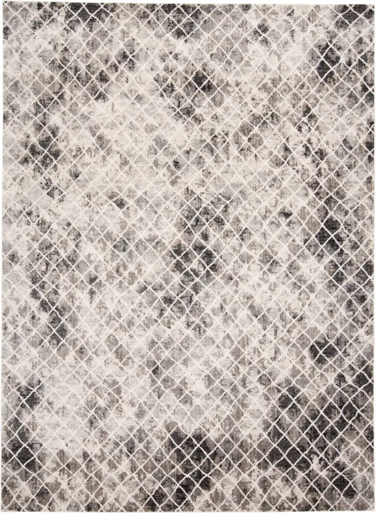 5' X 8' Ivory Gray And Taupe Abstract Stain Resistant Area Rug