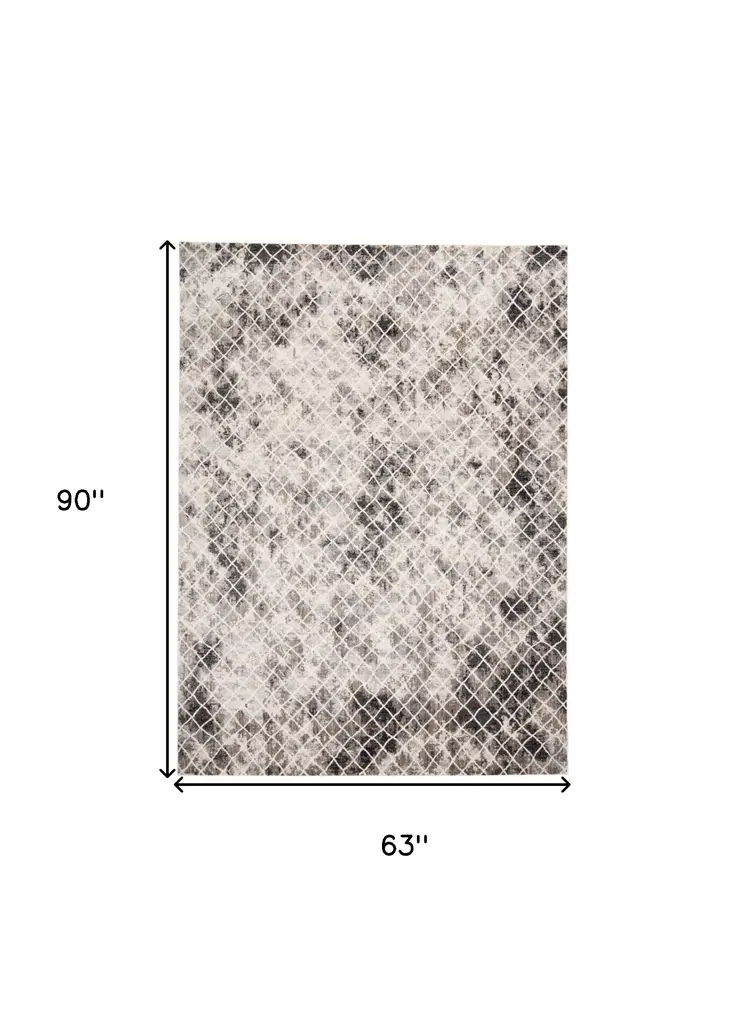 5' X 8' Ivory Gray And Taupe Abstract Stain Resistant Area Rug
