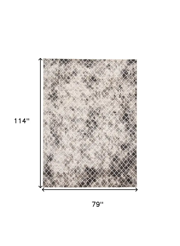 7' X 10' Gray and Ivory Abstract Area Rug