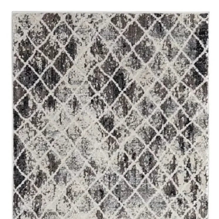 8' Gray and Ivory Abstract Runner Rug
