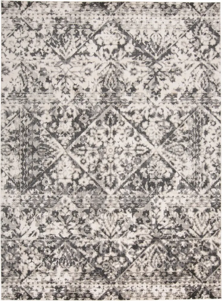 10' X 14' Gray Ivory And Silver Abstract Stain Resistant Area Rug