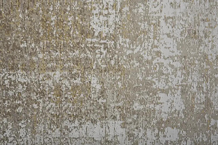 2' X 3' Gold and Ivory Abstract Non Skid Area Rug With Fringe