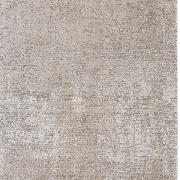12' X 15' Ivory Tan and Gray Abstract Power Loom Distressed Area Rug With Fringe