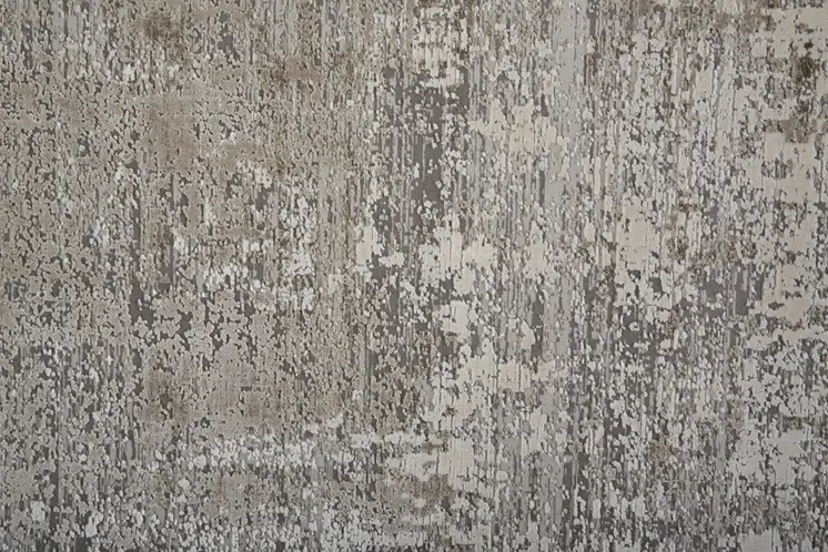 12' X 15' Ivory Tan and Gray Abstract Power Loom Distressed Area Rug With Fringe