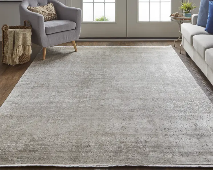 2' X 3' Tan and Ivory Abstract Power Loom Distressed Area Rug With Fringe