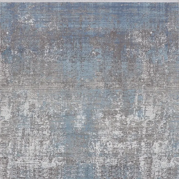 12' X 18' Blue Gray And Silver Abstract Power Loom Distressed Area Rug