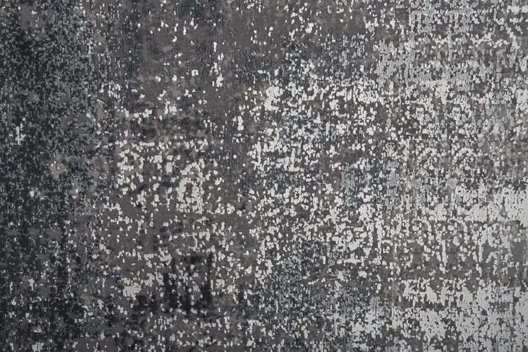 10' Gray and Black Abstract Power Loom Distressed Runner Rug With Fringe