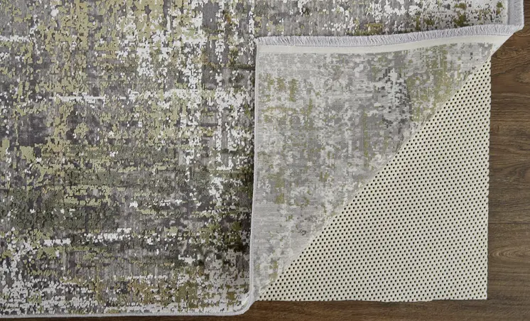 3' X 5' Gray and Ivory Abstract Power Loom Distressed Area Rug With Fringe