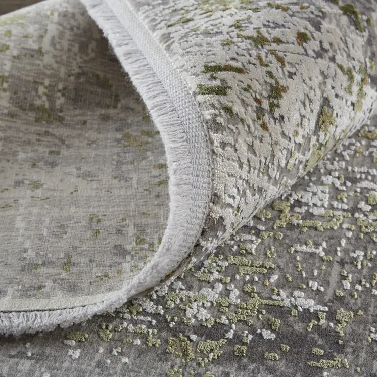 3' X 5' Gray and Ivory Abstract Power Loom Distressed Area Rug With Fringe