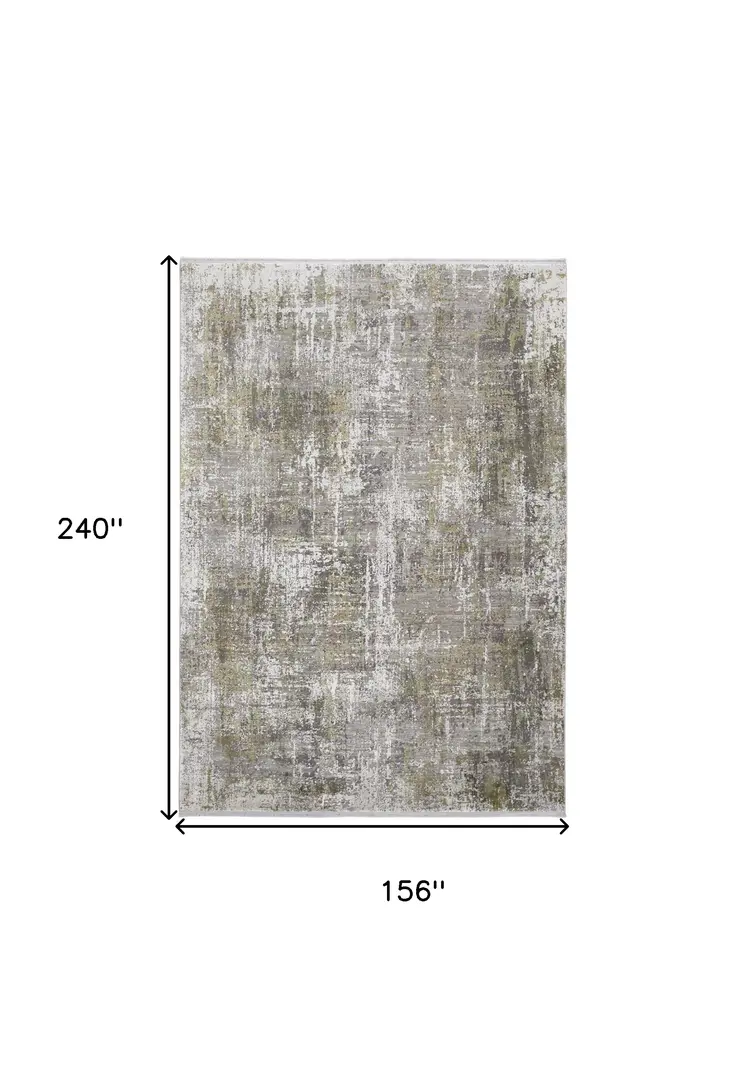 13' X 20' Gray and Ivory Abstract Power Loom Distressed Area Rug