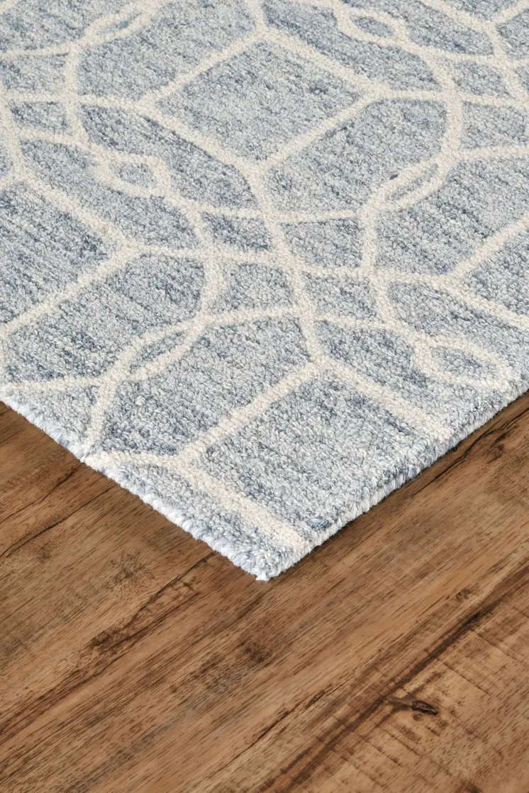5' X 8' Gray And Ivory Wool Geometric Tufted Handmade Stain Resistant Area Rug