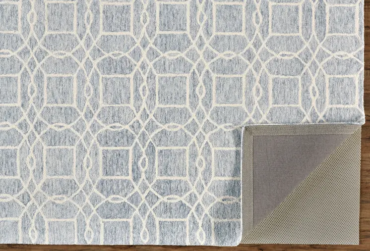 5' X 8' Gray And Ivory Wool Geometric Tufted Handmade Stain Resistant Area Rug