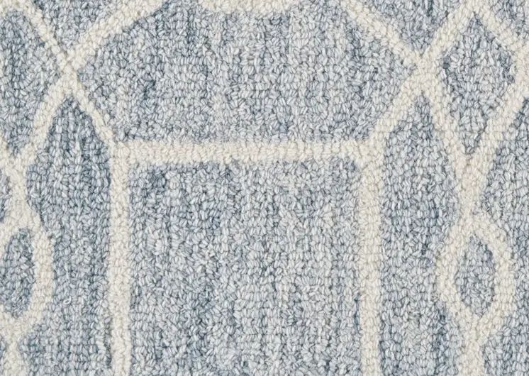 5' X 8' Gray And Ivory Wool Geometric Tufted Handmade Stain Resistant Area Rug