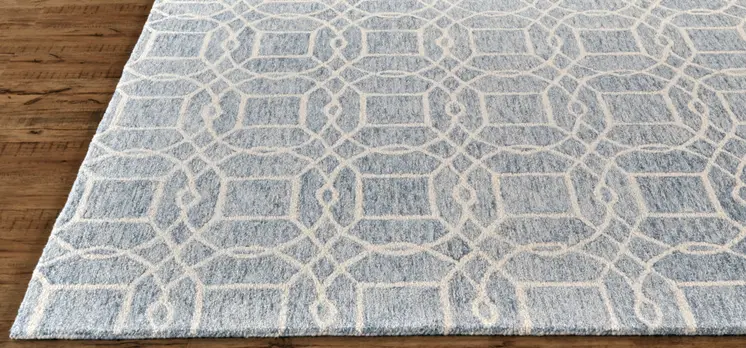 5' X 8' Gray And Ivory Wool Geometric Tufted Handmade Stain Resistant Area Rug