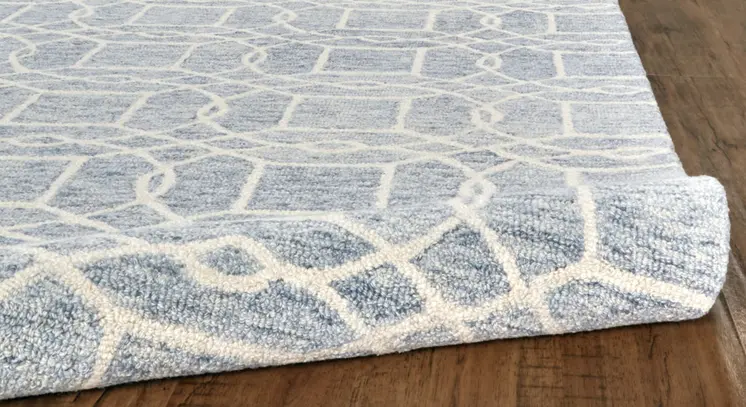 5' X 8' Gray And Ivory Wool Geometric Tufted Handmade Stain Resistant Area Rug