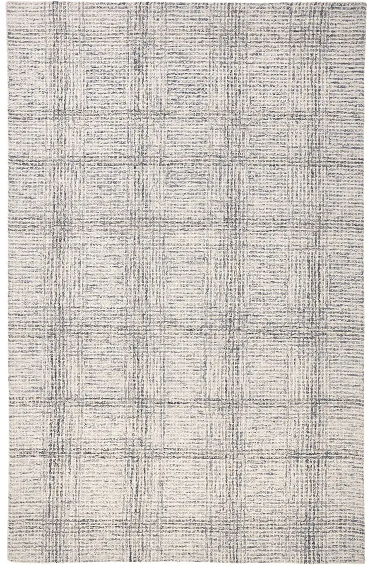 8' X 10' Ivory And Gray Wool Plaid Tufted Handmade Stain Resistant Area Rug