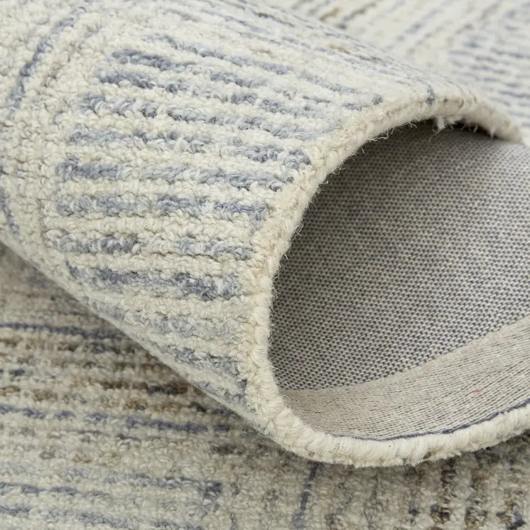 8' X 10' Ivory And Gray Wool Plaid Tufted Handmade Stain Resistant Area Rug