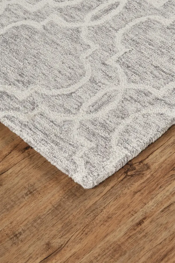 8' X 10' Gray and Ivory Wool Geometric Hand Tufted Area Rug