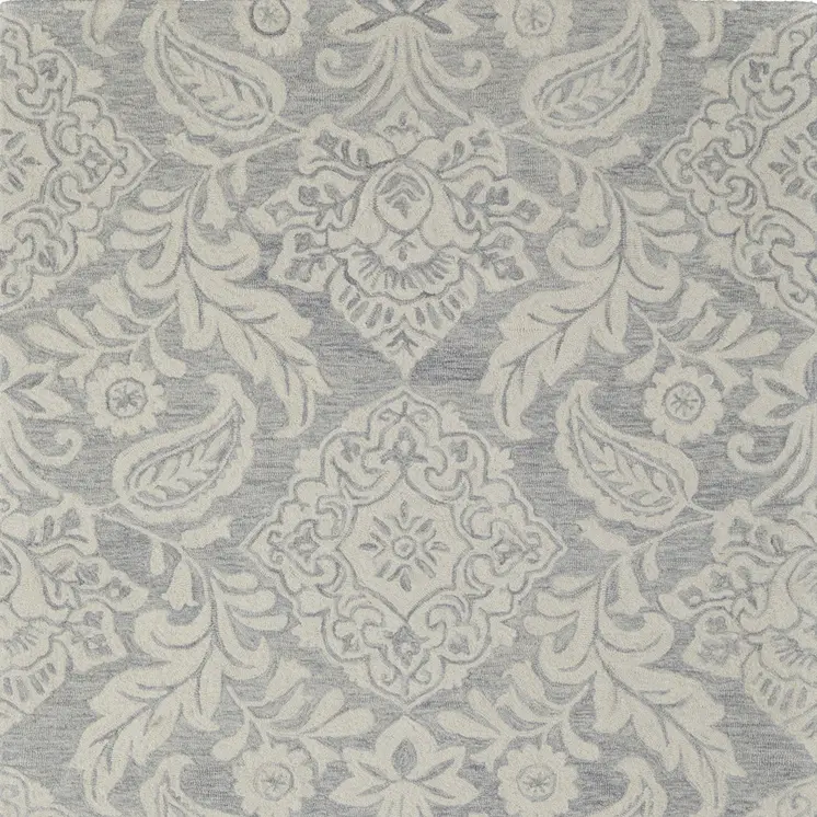 9' X 12' Blue And Ivory Wool Paisley Tufted Handmade Stain Resistant Area Rug