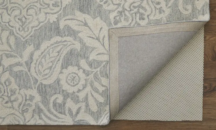 2' X 3' Blue And Ivory Wool Paisley Tufted Handmade Stain Resistant Area Rug