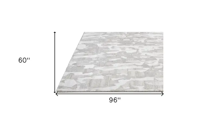 5' X 8' Gray Taupe And Silver Abstract Tufted Handmade Area Rug