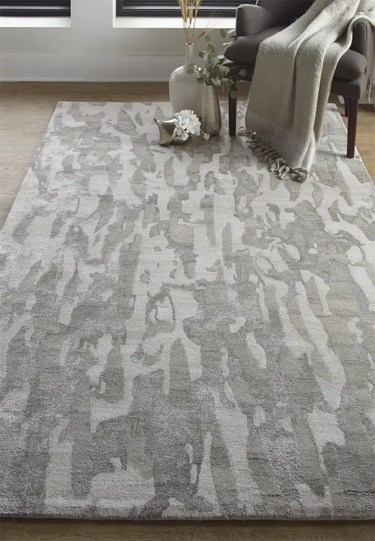 5' X 8' Gray Taupe And Silver Abstract Tufted Handmade Area Rug