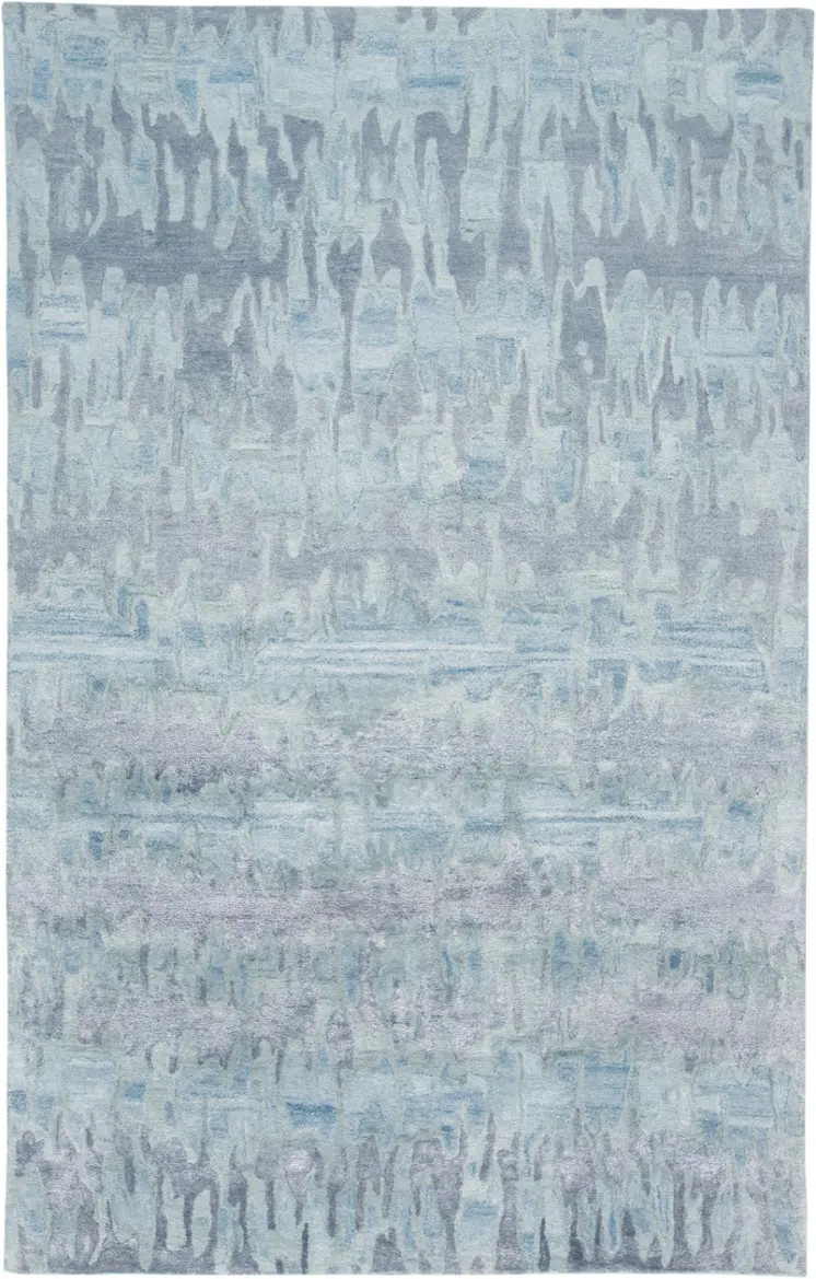 5' X 8' Blue Green And Gray Abstract Tufted Handmade Area Rug