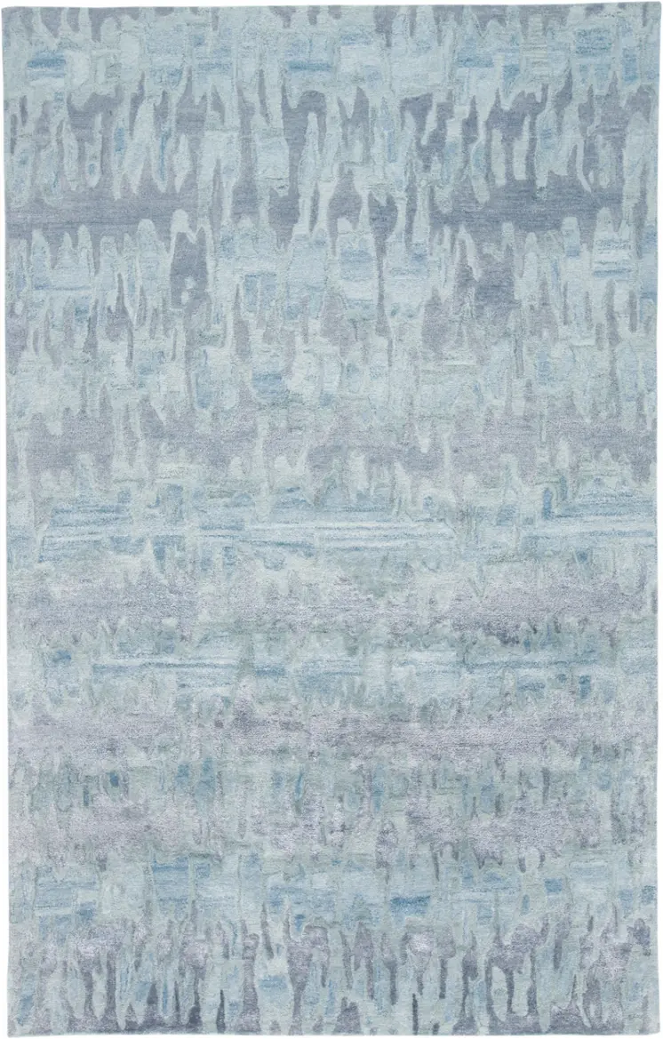 5' X 8' Blue Green And Gray Abstract Tufted Handmade Area Rug
