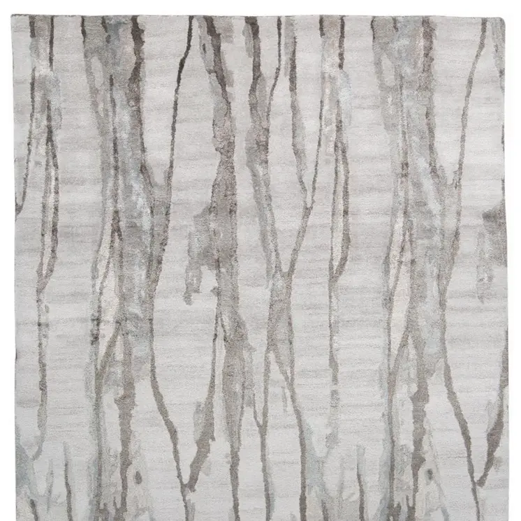 4' X 6' Ivory and Gray Abstract Hand Tufted Area Rug