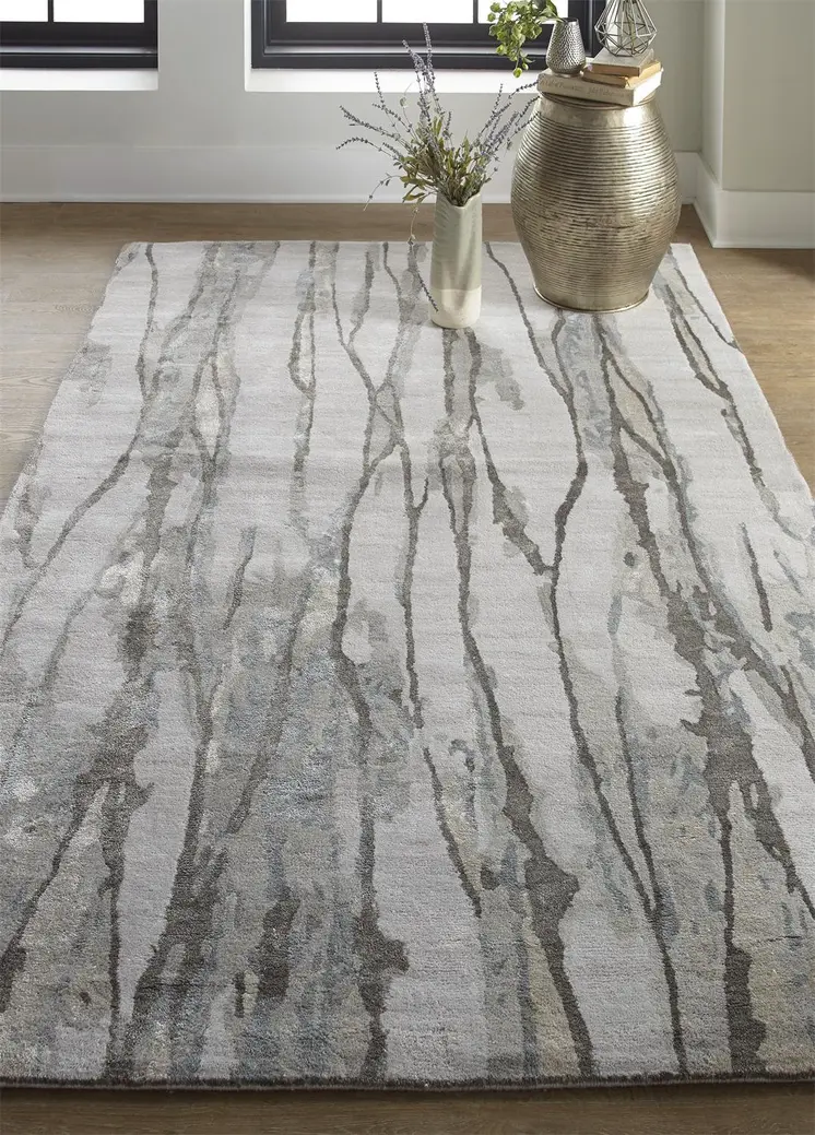 8' X 10' Taupe Ivory And Gray Abstract Tufted Handmade Area Rug