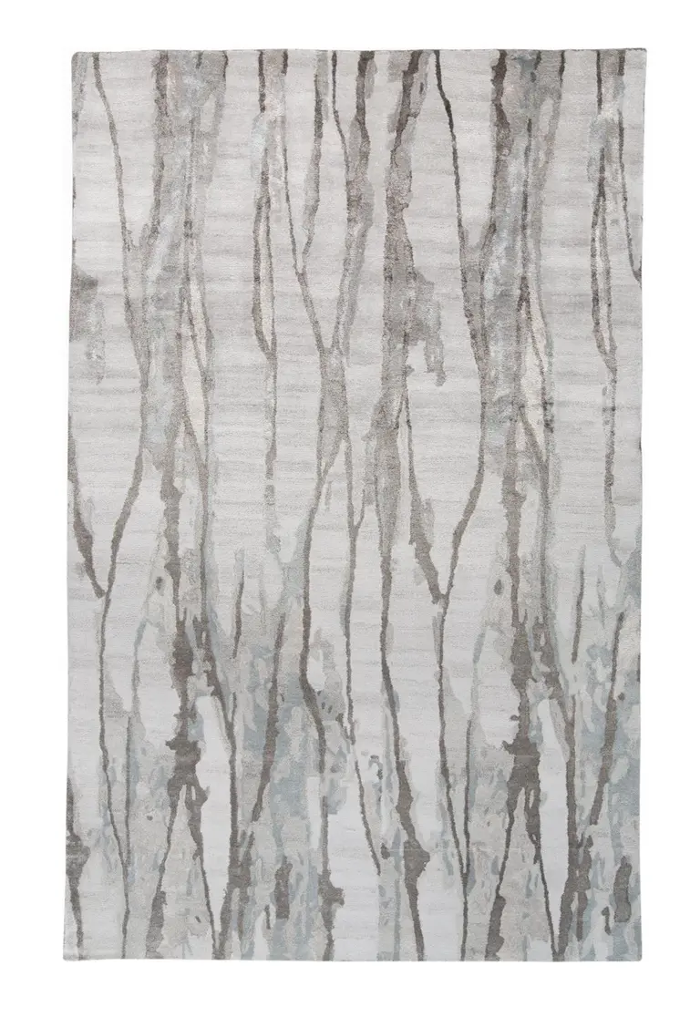 2' X 3' Ivory and Gray Abstract Hand Tufted Area Rug