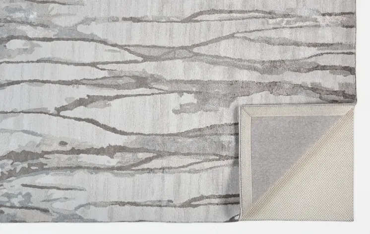 2' X 3' Ivory and Gray Abstract Hand Tufted Area Rug