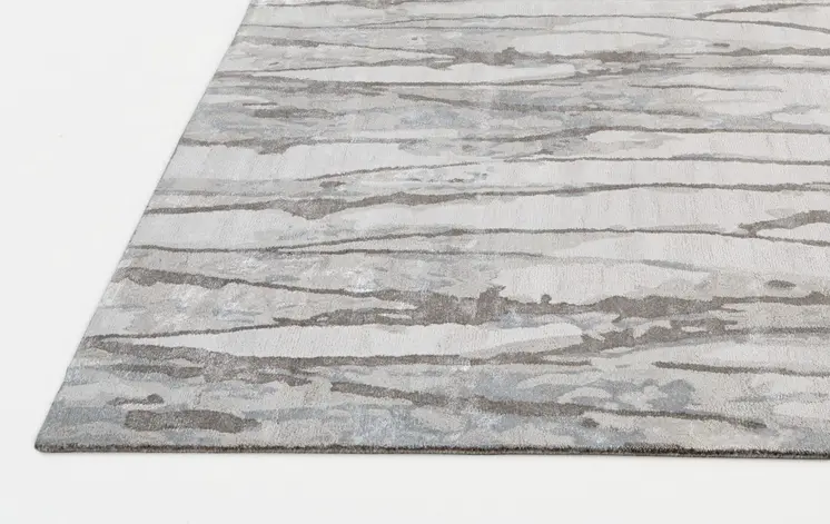 2' X 3' Ivory and Gray Abstract Hand Tufted Area Rug