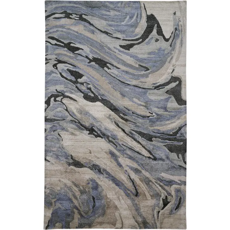4' X 6' Gray and Ivory Abstract Hand Tufted Area Rug