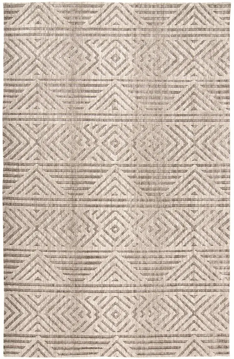 4' X 6' Tan Ivory And Brown Geometric Stain Resistant Area Rug