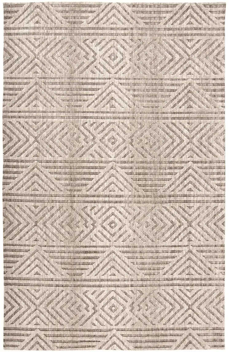 2' X 3' Tan Ivory And Brown Geometric Stain Resistant Area Rug