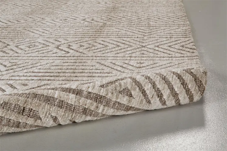 2' X 3' Tan Ivory And Brown Geometric Stain Resistant Area Rug