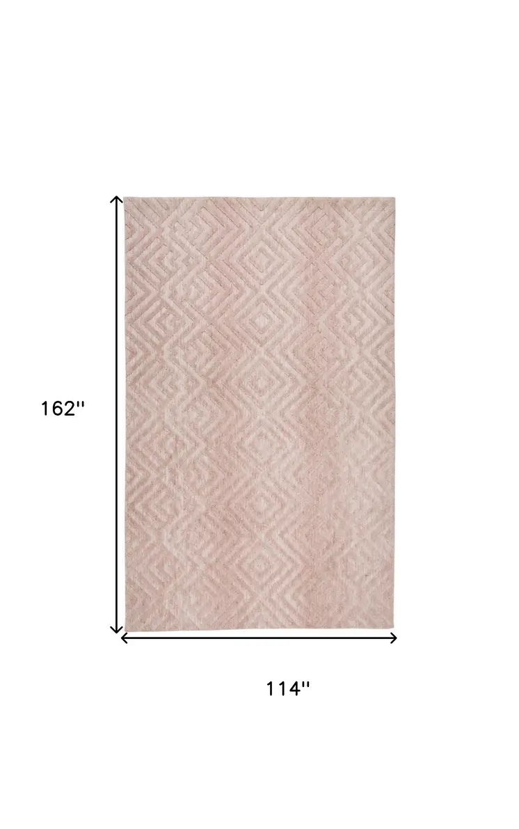 10' X 13' Pink And Ivory Geometric Stain Resistant Area Rug
