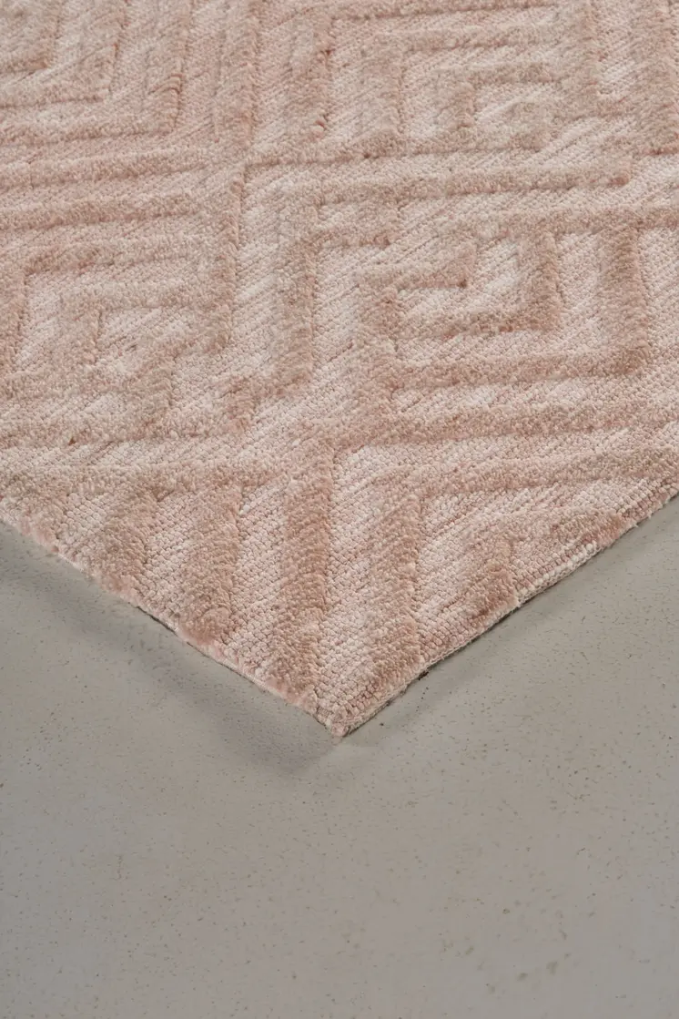 10' X 13' Pink And Ivory Geometric Stain Resistant Area Rug