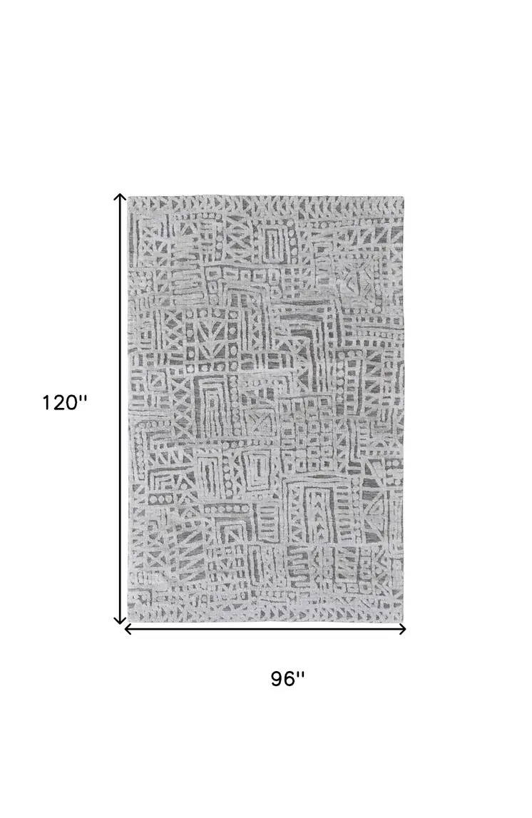 8' X 10' Gray Geometric Non Skid Area Rug