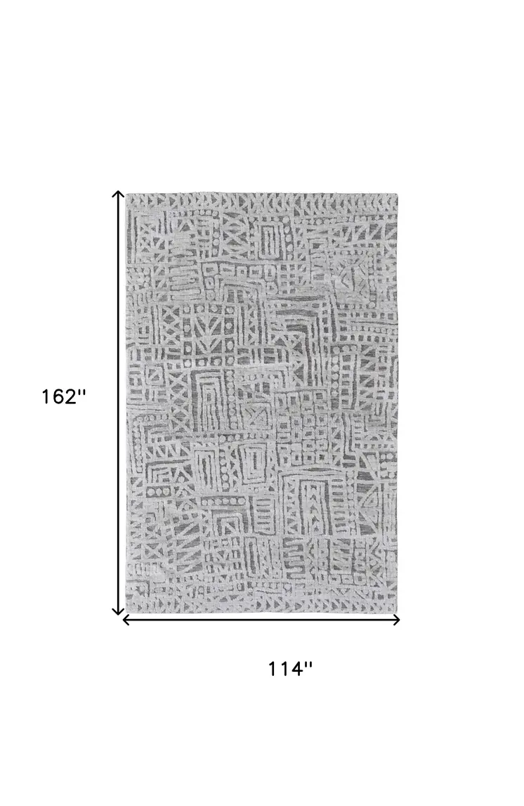 10' X 13' Gray And Silver Geometric Stain Resistant Area Rug
