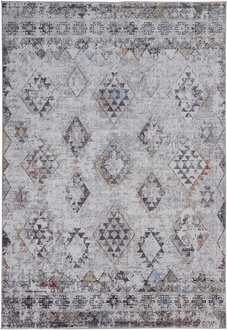 2' X 3' Blue and Gray Geometric Area Rug