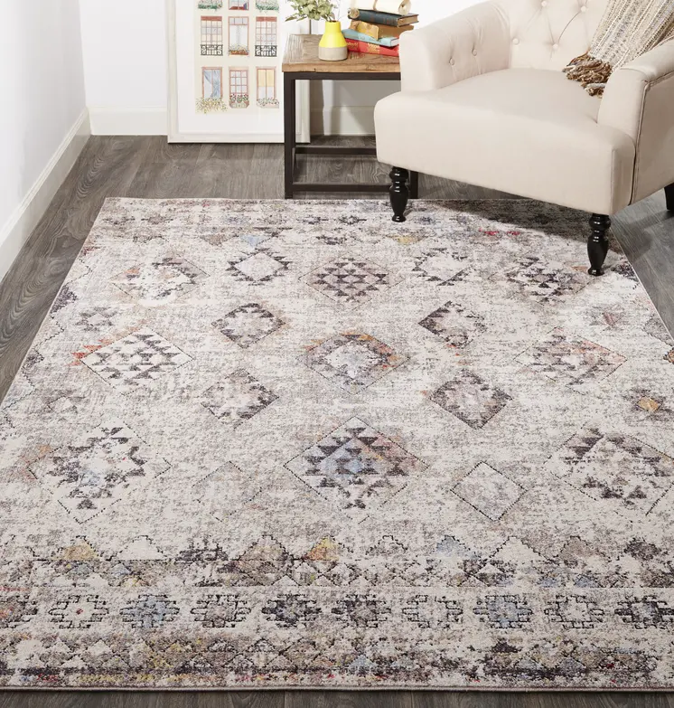 2' X 3' Blue and Gray Geometric Area Rug