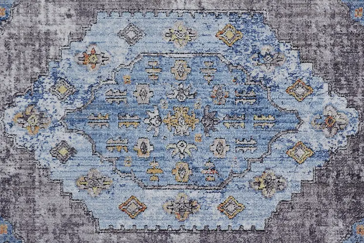 8' X 10' Blue and Gray Floral Area Rug